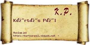 Kürtös Pál névjegykártya